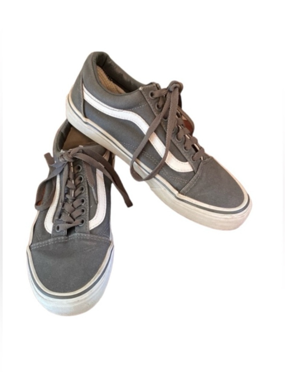Vans Old Skool Grey True White Streetwear Canvas Skater Sneakers 7 Men 8.5 Woman